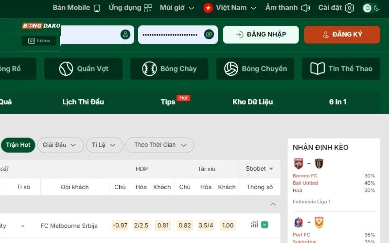 Cách xem tỷ lệ kèo bóng đá Malaysia tại Bongdako