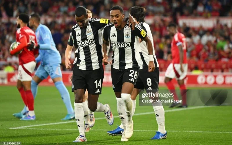 Joe Willock ăn mừng sau khi ghi bàn mở tỷ số cho Newcastle ngay phút thứ nhất