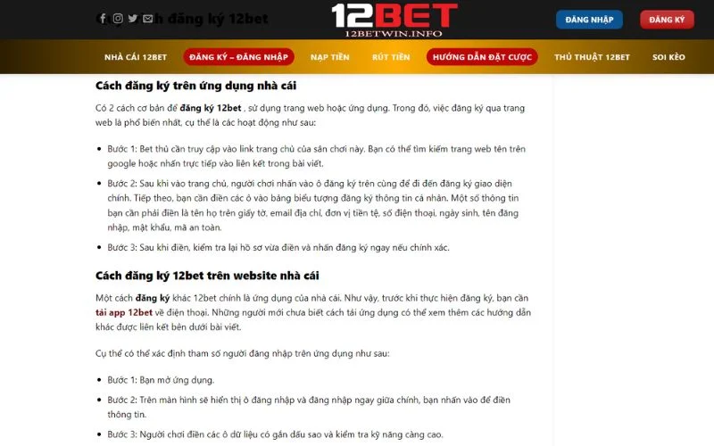 Hướng dẫn cách tham gia cá cược đơn giản tại nhà cái 12bet